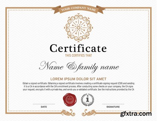 Stock Vectors - Certificate Template 10, 25xEPS