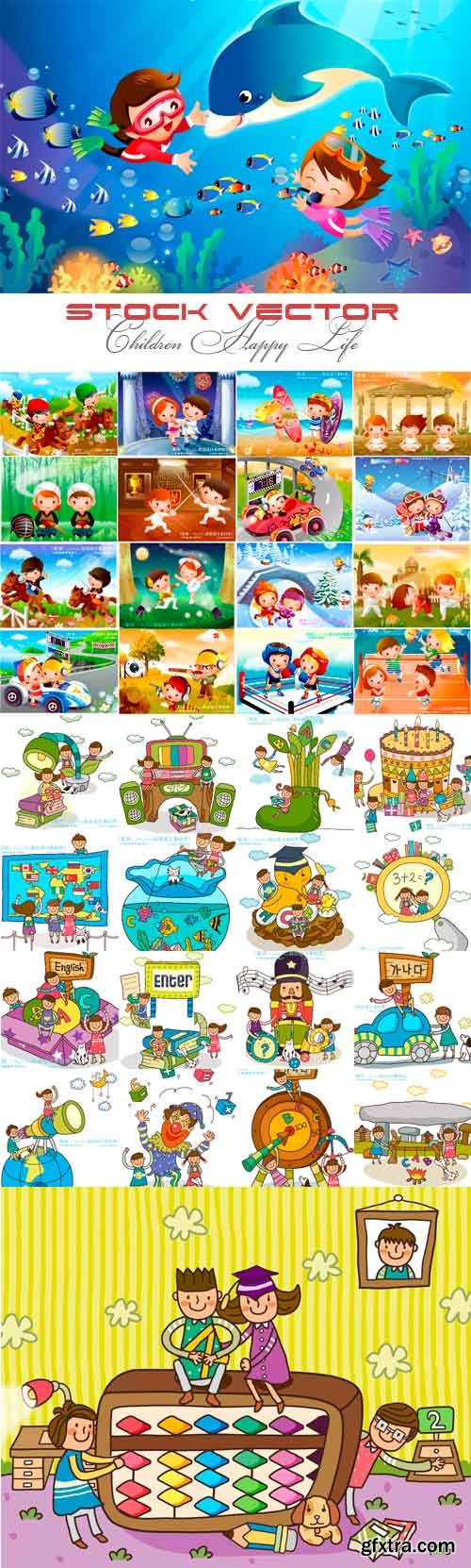 Children happy life Stock vector