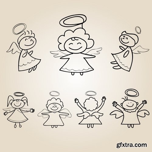 Illustrations of Cupid and other angels - 25 Eps