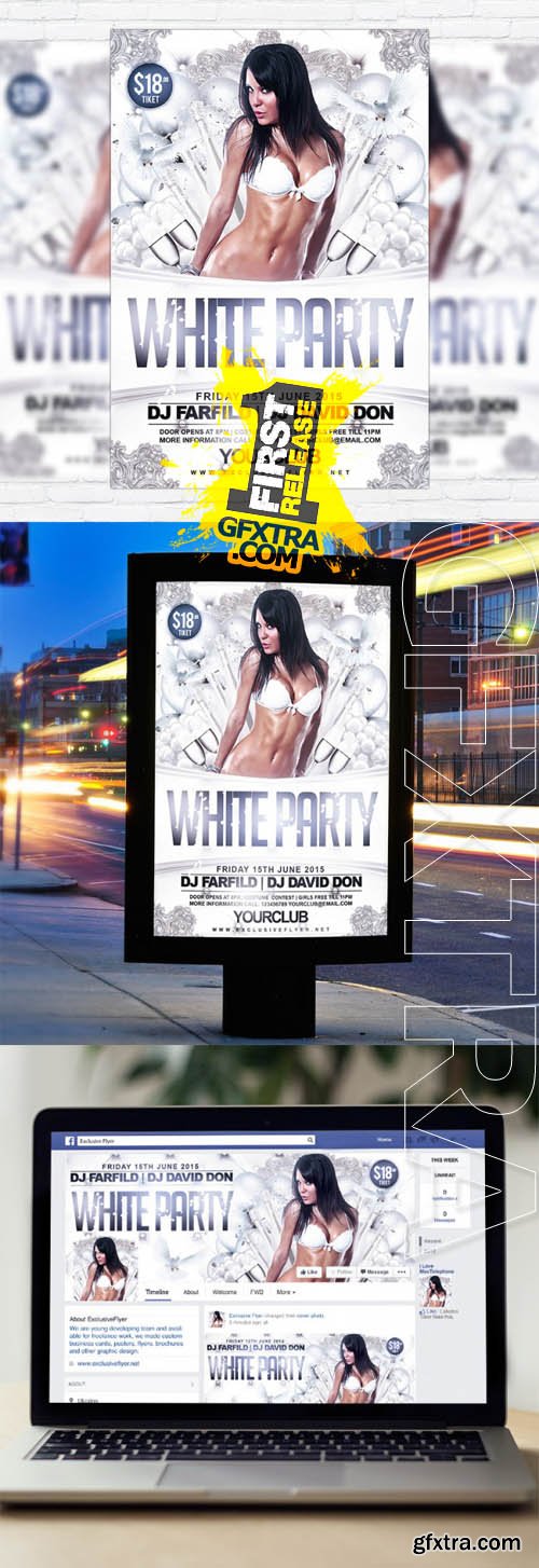 White Party Vol 2 - Flyer Template + Facebook Cover