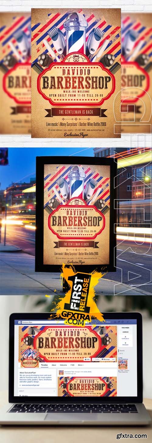 Barbershop - Flyer Template + Facebook Cover