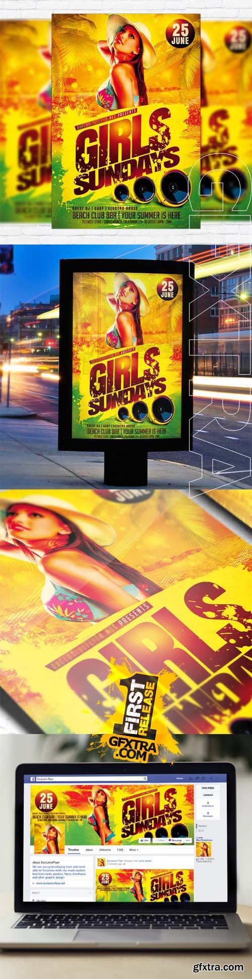 Girls Sundays - Flyer Template + Facebook Cover