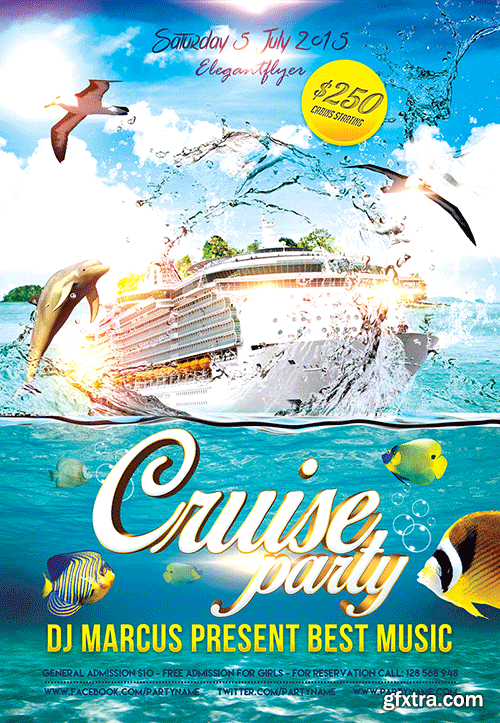 Cruise Party Flyer PSD Template + FB Cover