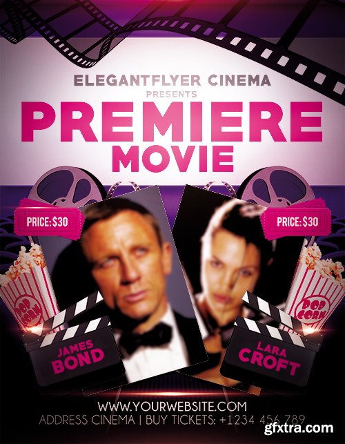 Premiere Movie Flyer PSD Template + FB Cover