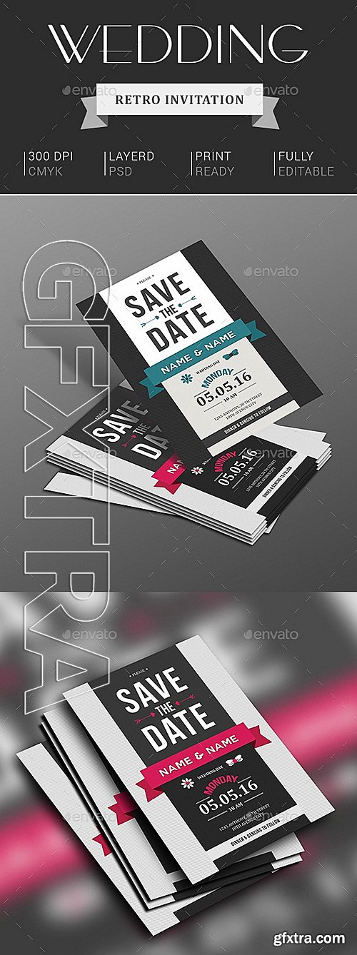 GraphicRiver - Retro Wedding Invitations 11653500