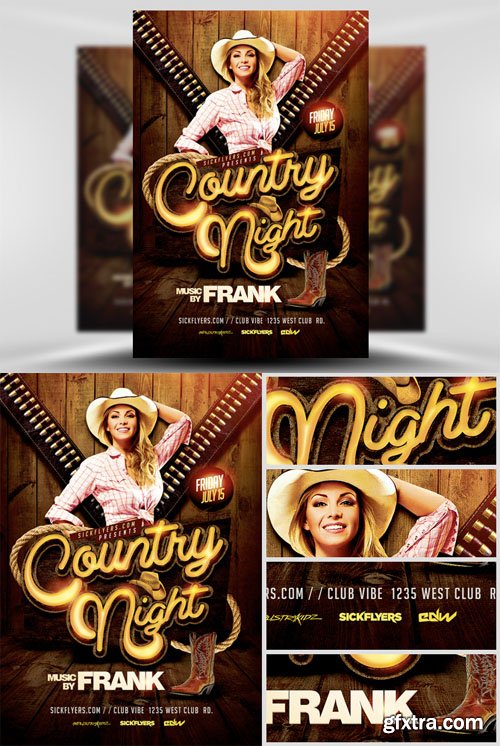 Country Night Western Flyer Template » GFxtra