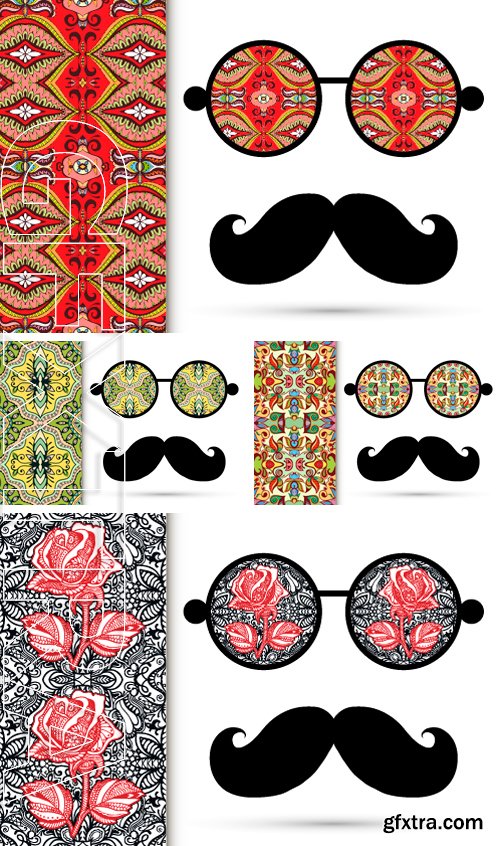 Stock Vectors - Retro hipster sunglasses. Vector illustration with ornamental glasses ,on white background