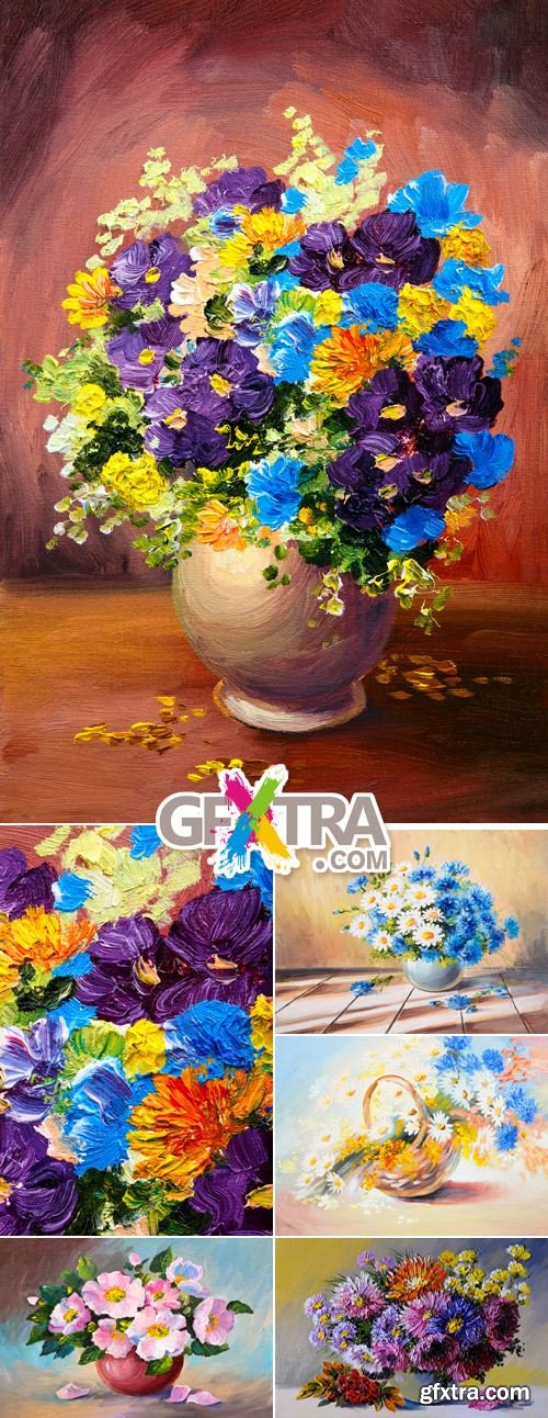 Stock Photo - Color Painted Flowers 2