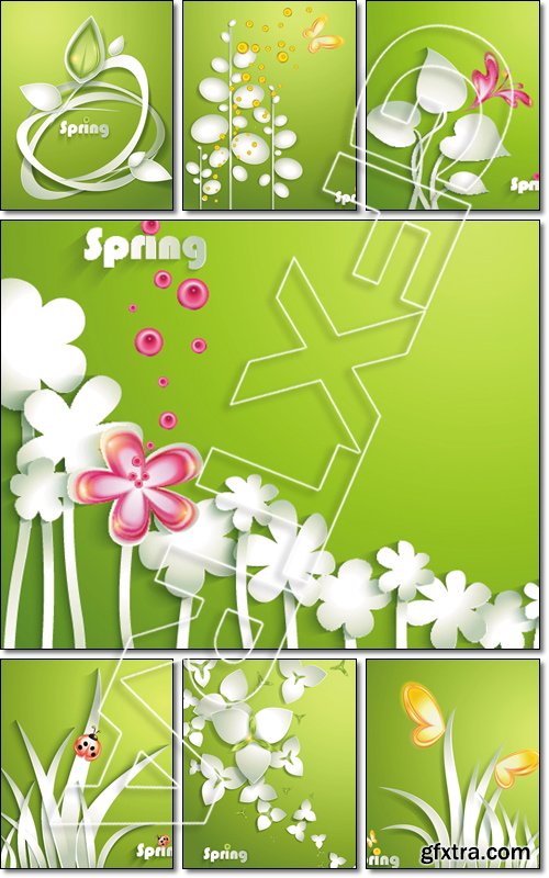 Abstract spring paper flowers - Vector