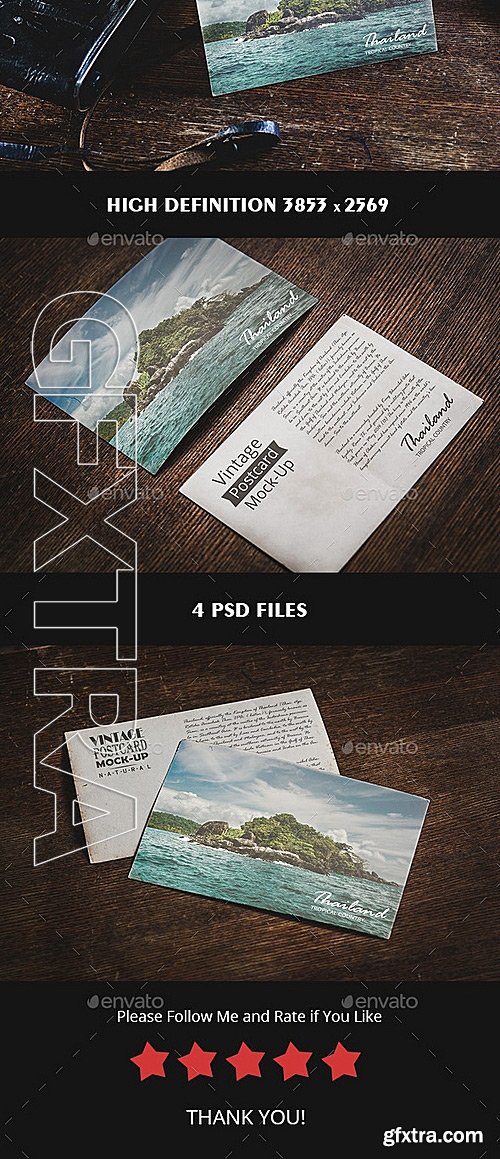 GraphicRiver - 4 Vintage Postcard Mock-up 11002944