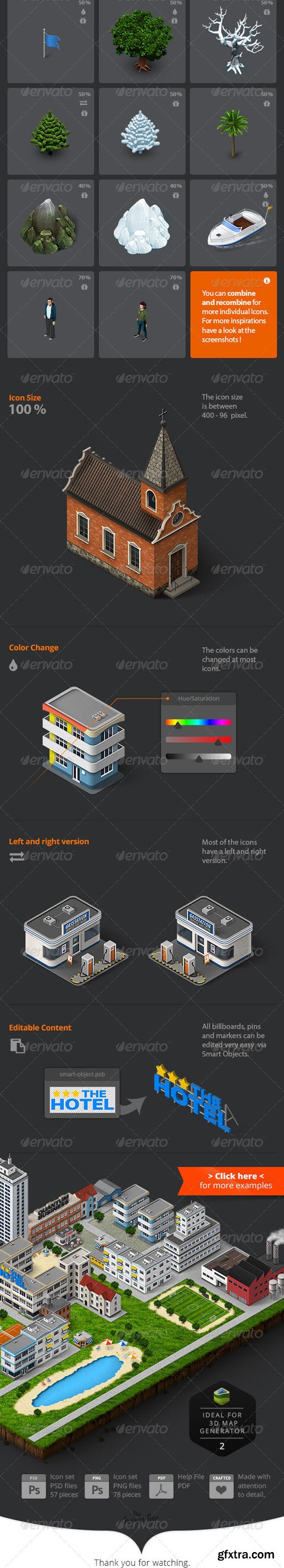 GR Isometric Map Icons - Buildings and Places - 8081725