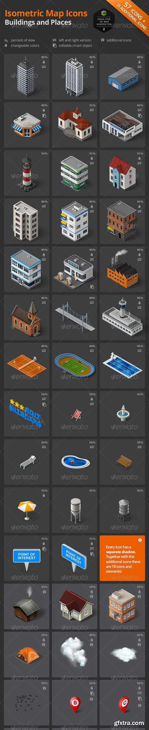 GR Isometric Map Icons - Buildings and Places - 8081725