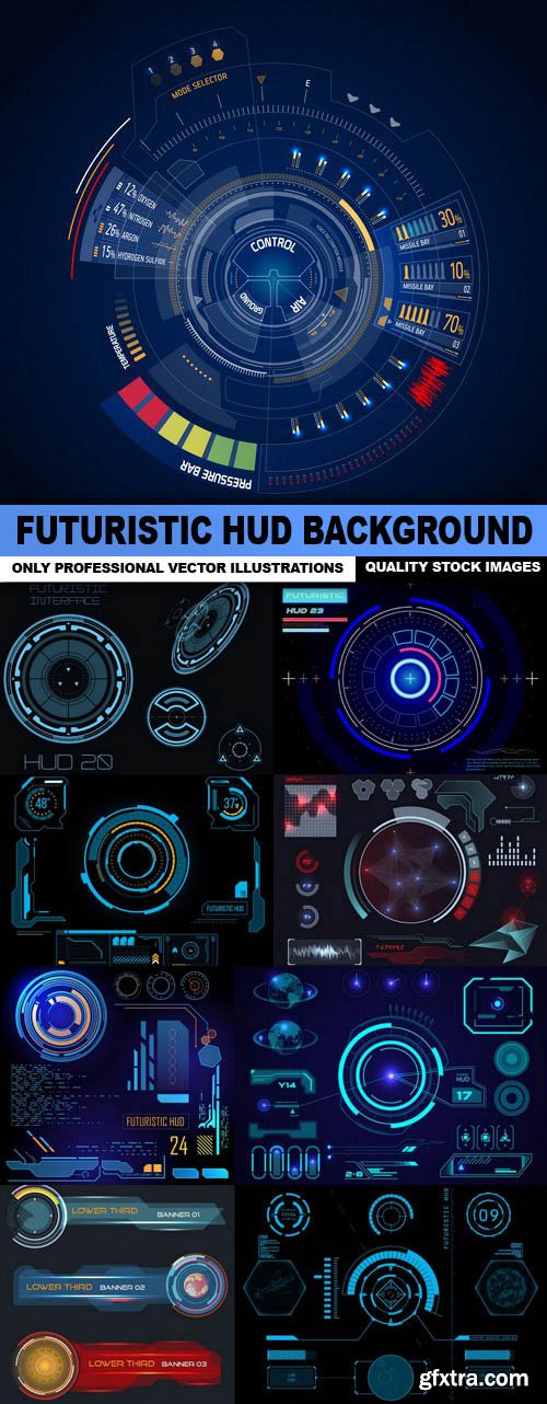 Futuristic HUD Background - 10 Vector