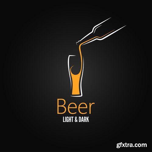 Collection of different vector picture coffee drink beer logo a background flyer 25 Eps