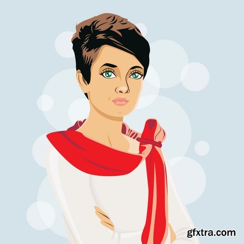 Collection of vector cartoon girl image are shopping 25 Eps