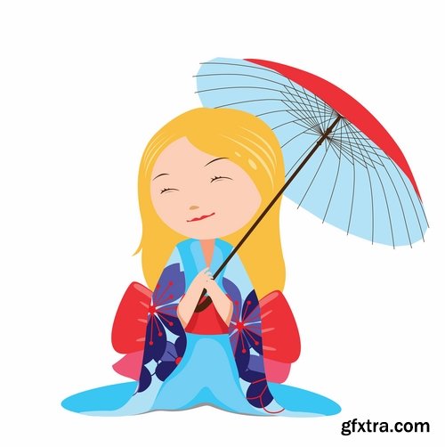 Collection of vector cartoon girl image are shopping 25 Eps