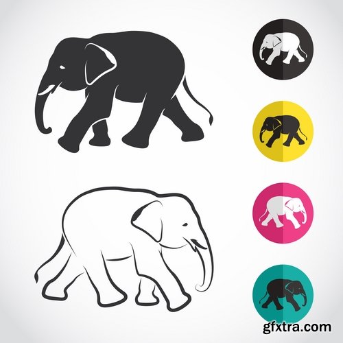 Collection of vector animals picture business logo the lizard the elephant 25 Eps