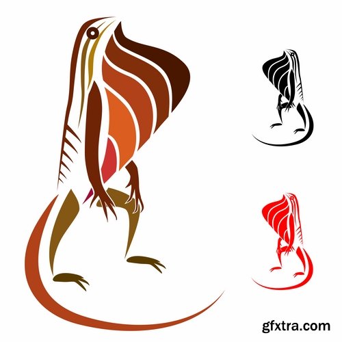 Collection of vector animals picture business logo the lizard the elephant 25 Eps