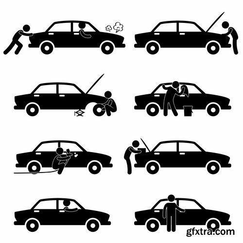 Collection of vector silhouette image icon Automobile Parts Car theme 25 Eps