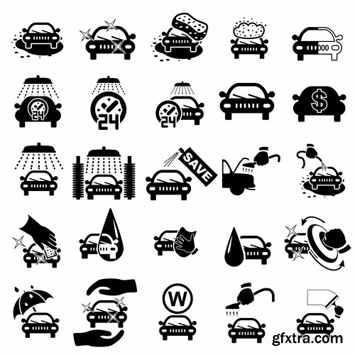 Collection of vector silhouette image icon Automobile Parts Car theme 25 Eps