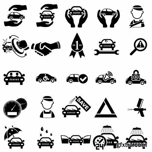 Collection of vector silhouette image icon Automobile Parts Car theme 25 Eps