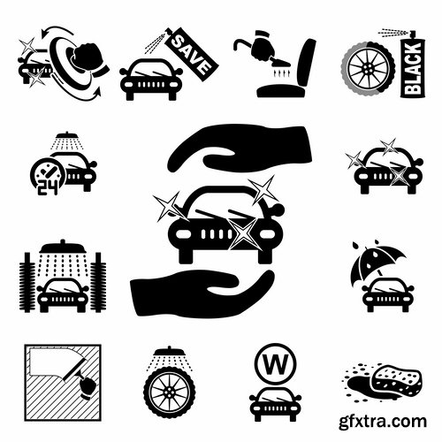 Collection of vector silhouette image icon Automobile Parts Car theme 25 Eps