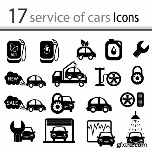 Collection of vector silhouette image icon Automobile Parts Car theme 25 Eps