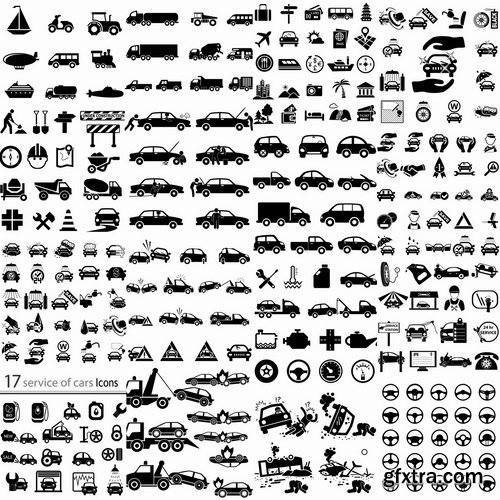 Collection of vector silhouette image icon Automobile Parts Car theme 25 Eps