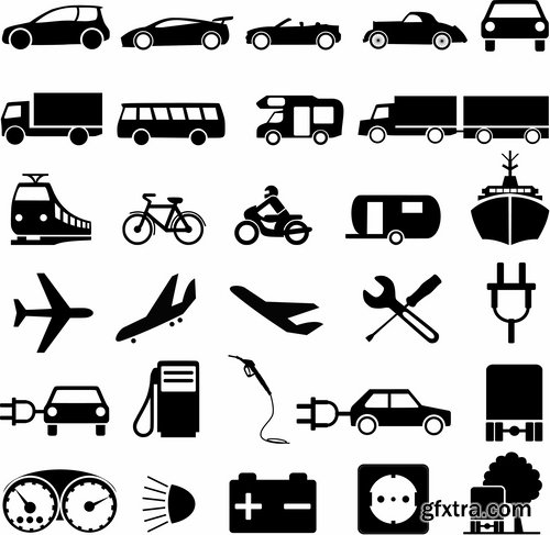 Collection of vector silhouette image icon Automobile Parts Car theme 25 Eps