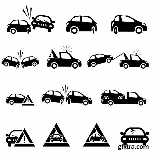 Collection of vector silhouette image icon Automobile Parts Car theme 25 Eps