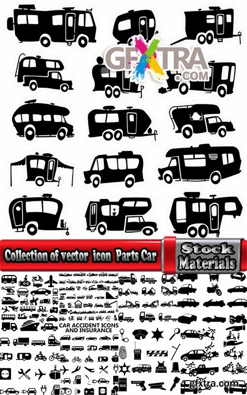 Collection of vector silhouette image icon Automobile Parts Car theme 25 Eps