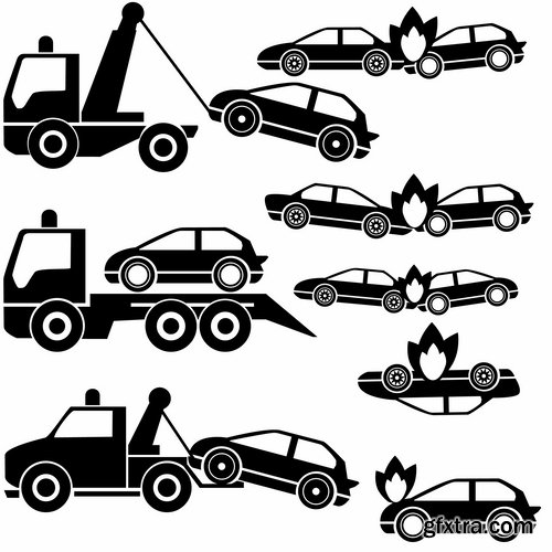 Collection of vector silhouette image icon Automobile Parts Car theme 25 Eps