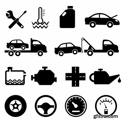 Collection of vector silhouette image icon Automobile Parts Car theme 25 Eps