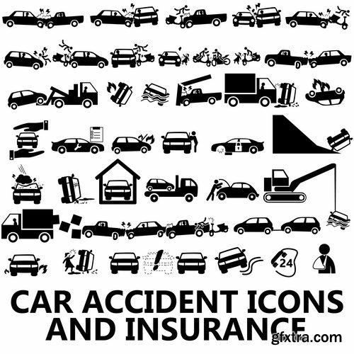 Collection of vector silhouette image icon Automobile Parts Car theme 25 Eps