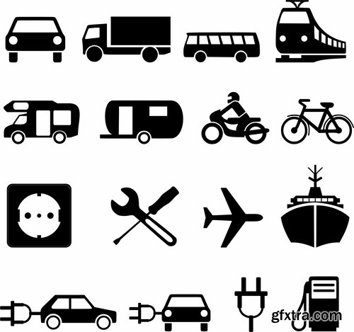 Collection of vector silhouette image icon Automobile Parts Car theme 25 Eps