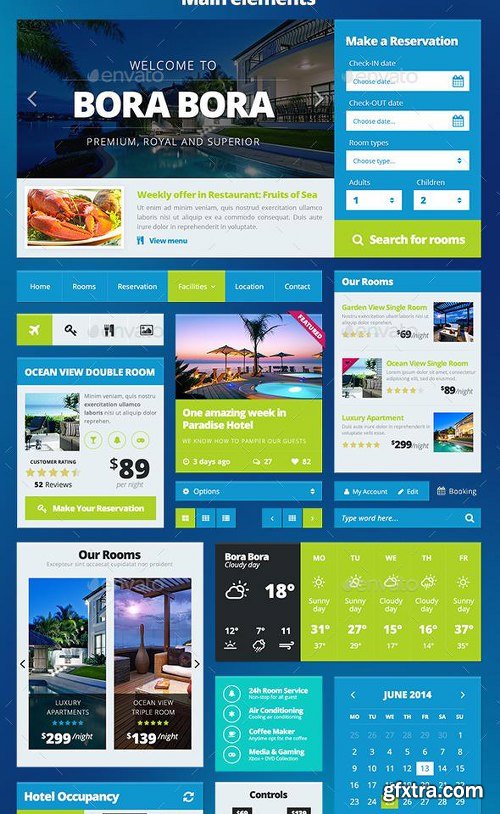 GraphicRiver Paradise Hotel Bundle: UI Kit, Emails, Banners 11731838