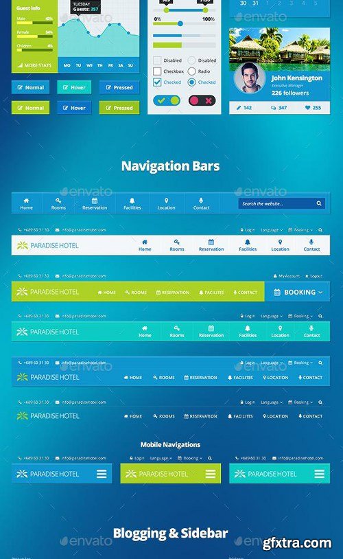 GraphicRiver Paradise Hotel Bundle: UI Kit, Emails, Banners 11731838