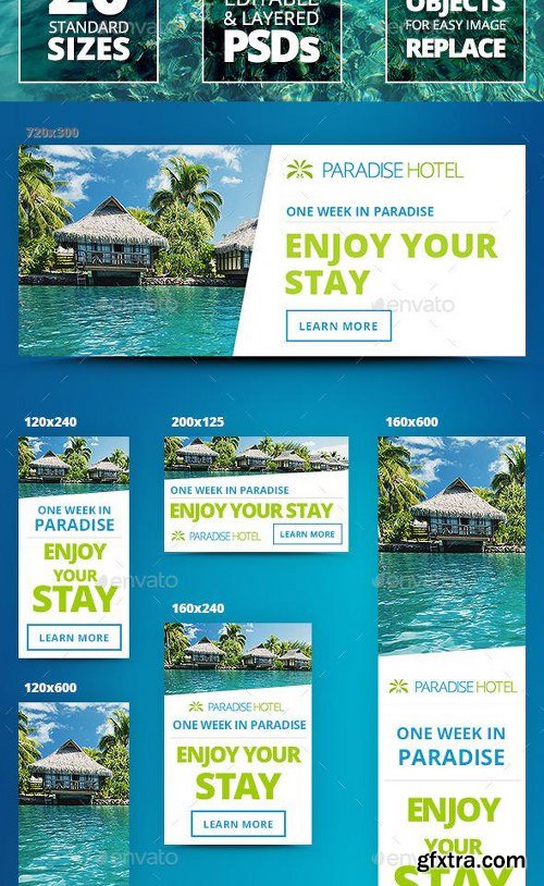 GraphicRiver Paradise Hotel Bundle: UI Kit, Emails, Banners 11731838