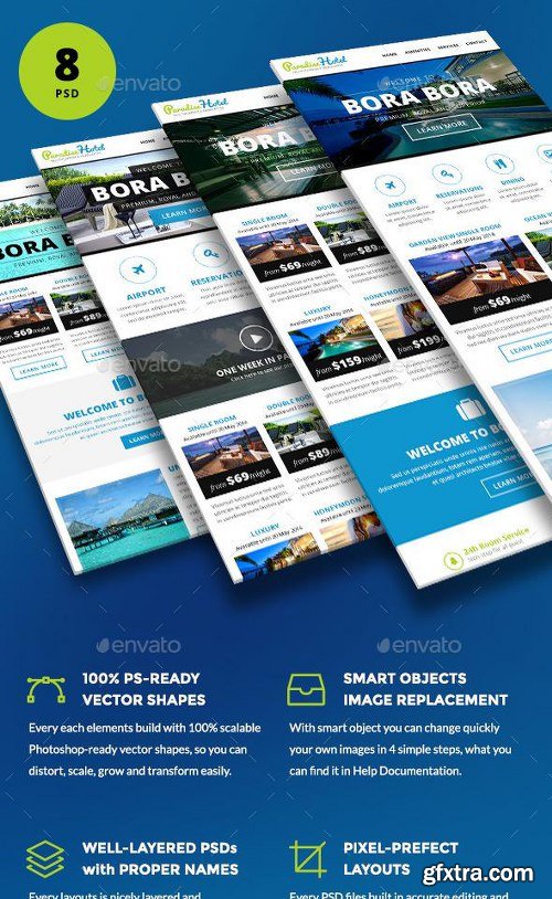 GraphicRiver Paradise Hotel Bundle: UI Kit, Emails, Banners 11731838