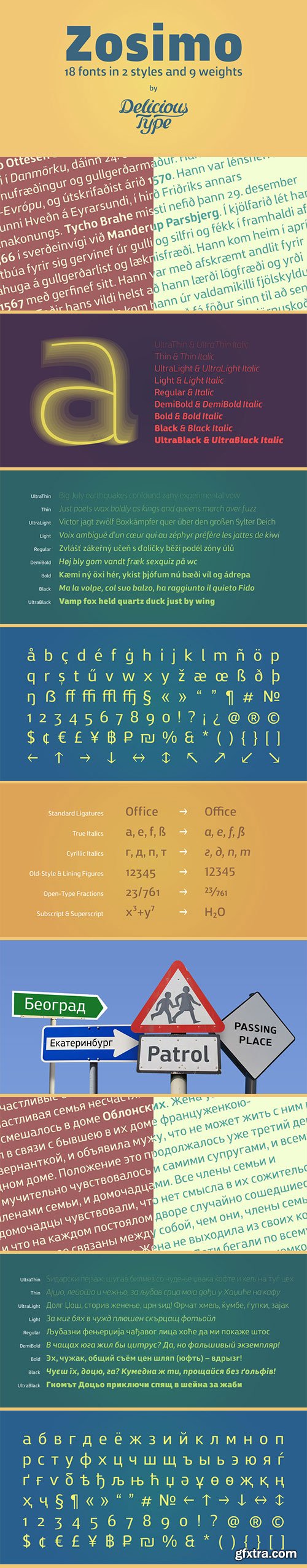 Zosimo (PRO-STD-CYR) - Neo-Grotesque Typeface 54xOTF $1679