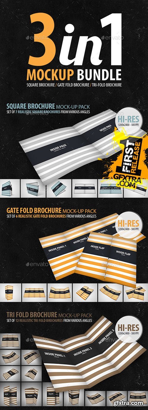 GraphicRiver - 3in1 Brochure Mock-Up Bundle 10527774