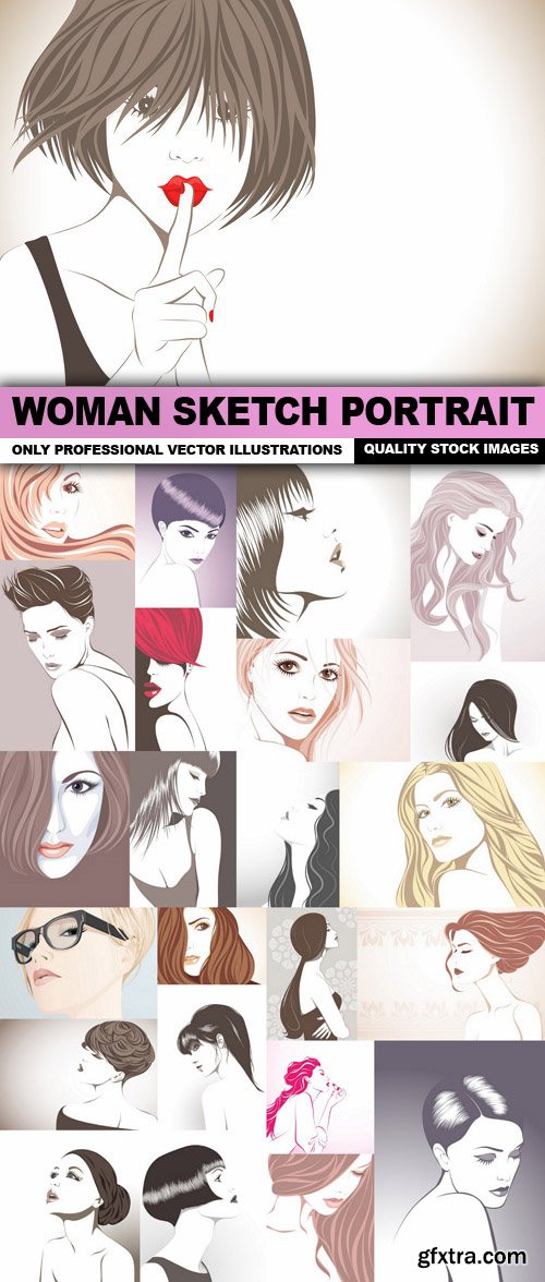 Woman Sketch Portrait - 25 Vector