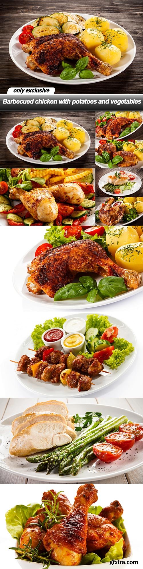 Barbecued chicken with potatoes and vegetables - 10 UHQ JPEG