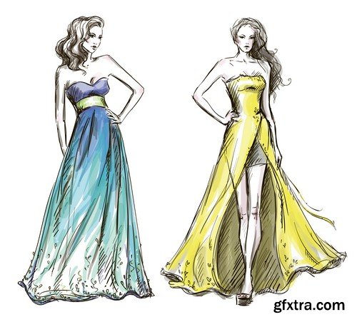 Sketches of dresses