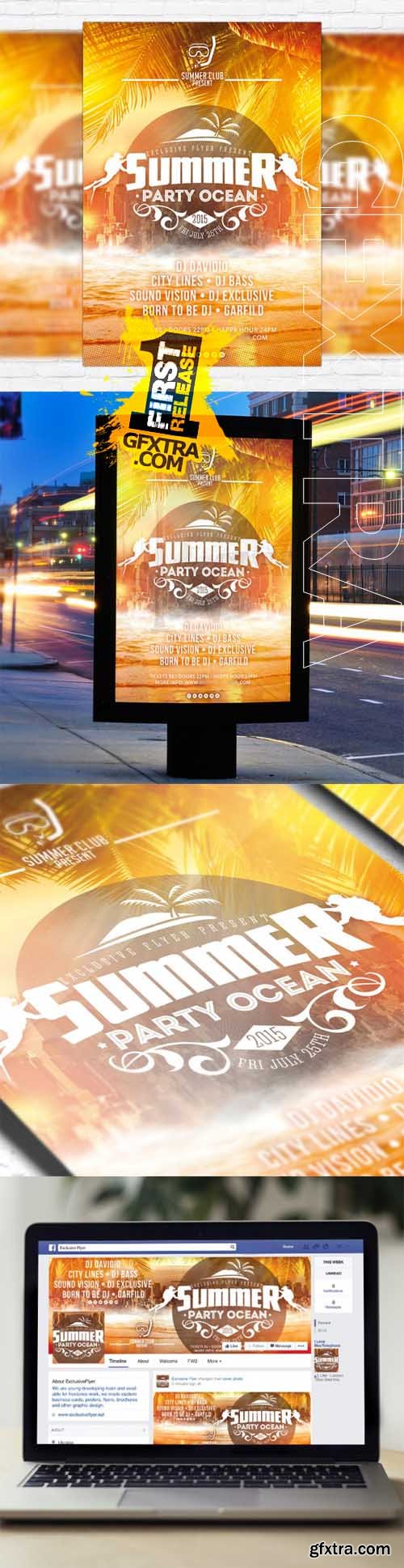 Summer Party Ocean - Flyer Template + Facebook Cover