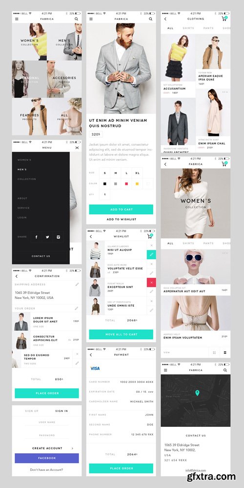 Fabrica Mobile App UI Kit PSD