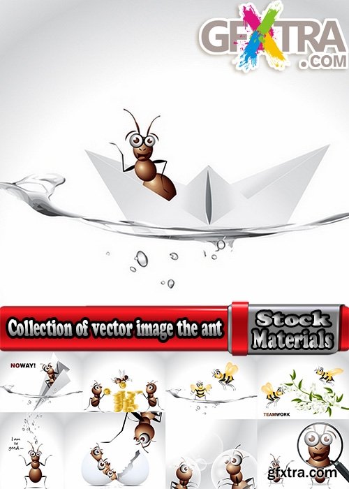 Collection of vector image the ant in different positions and with different subjects 25 Eps