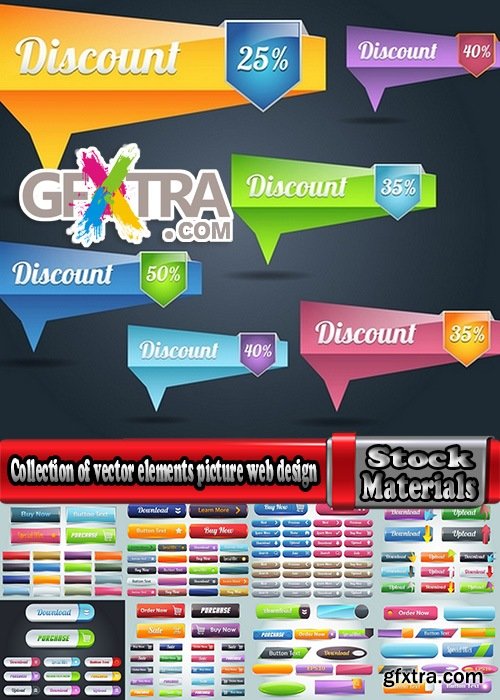 Collection of vector elements picture web design button icon tool 25 Eps