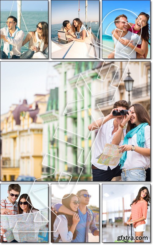 Happy couple in love on beach summer vacations - Stock photo