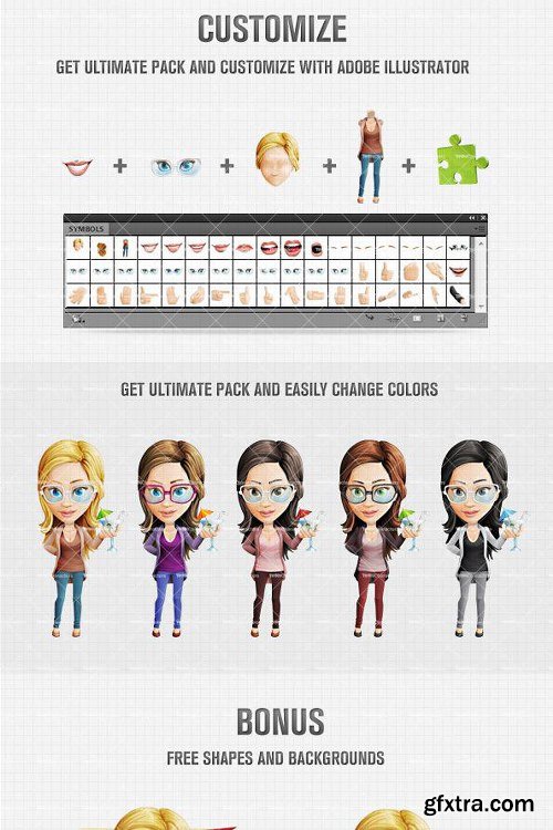 Female Cartoon Character With Glasses Ultimate Pack